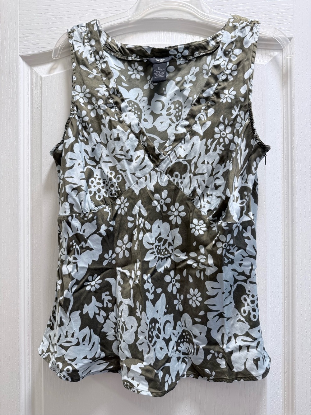 Mossimo Supply Co. Olive Green & Floral V-Neck Tank